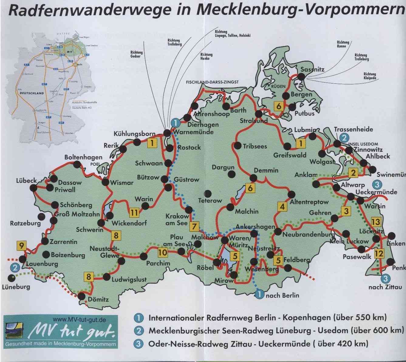 Fern- und -radwege in Mecklenburg-Vorpommern