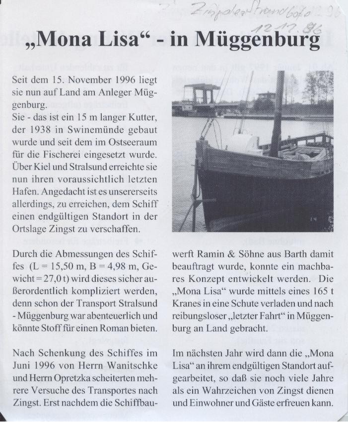 Artikel im Zingster Strandboten vom 12.11.1996