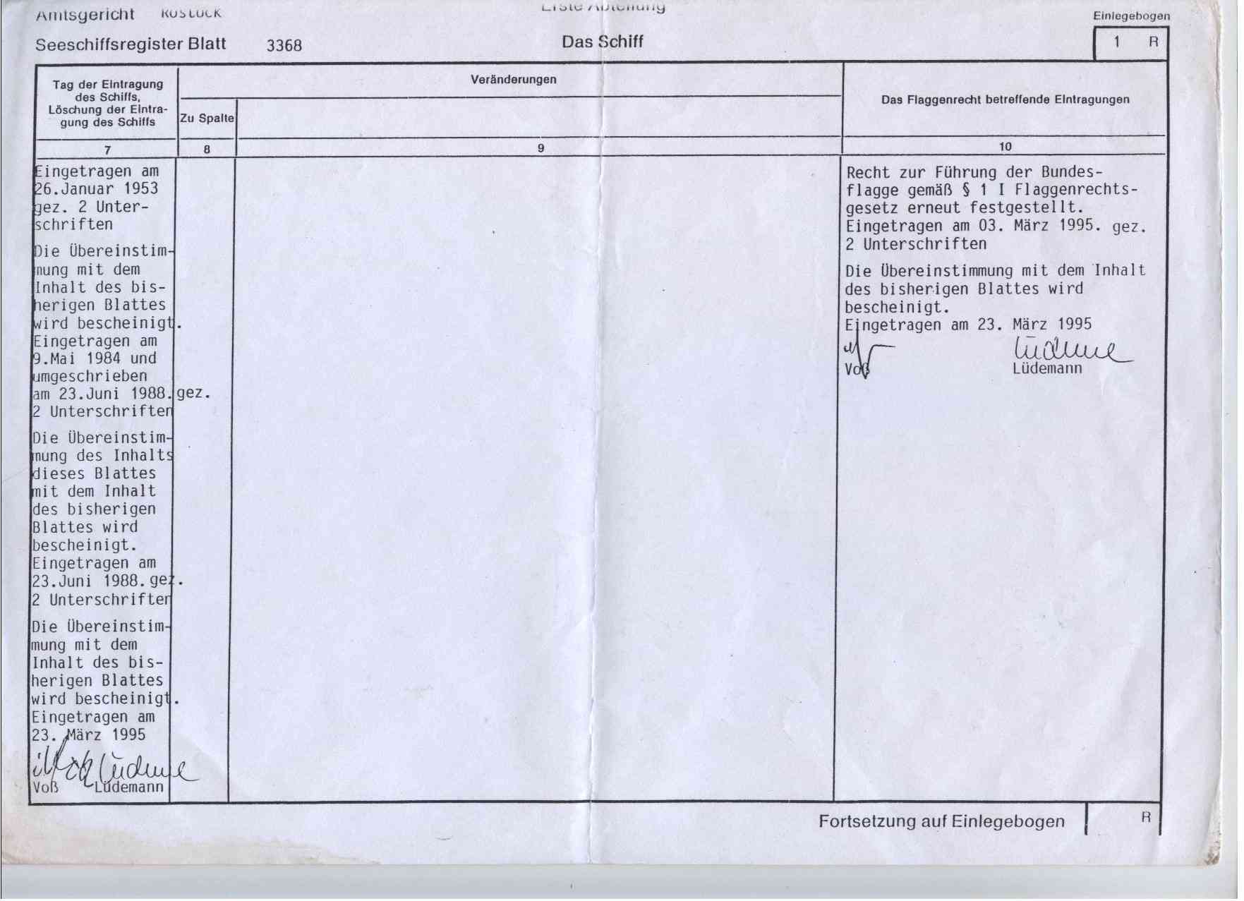 Auszug aus dem Schiffsregister - Seite 1 - Klick zurck